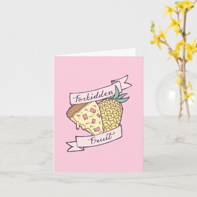 Cartão NAMORADOS de pizza de abacaxi proibidos PERSONALIZ (Flor Amarela)