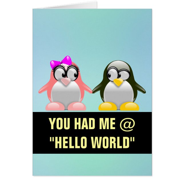 Cartão Namorados do geek do computador: Amor do linguagem (Frente)