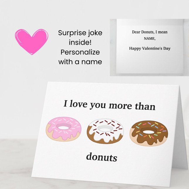 Cartão Namorados engraçado - Eu te amo mais do que o cart (A funny joke Valentine's Day card for donut lovers!)