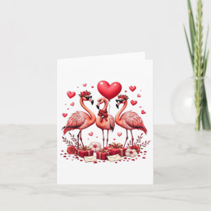 Cartão Namorados Flamingo Pink Animal Heart Happy Valenti
