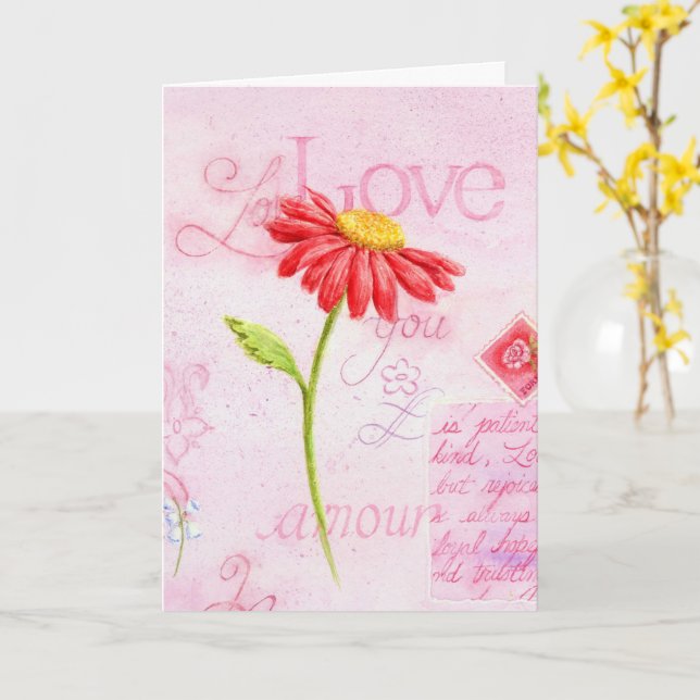 Cartão Namorados religioso Red Daisy Greeting Card (Flor Amarela)