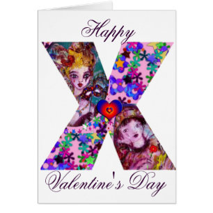 CARTÃO NAMORADOS VENETIANO MONOGRAMA X LETRA