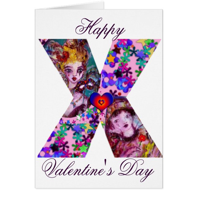 CARTÃO NAMORADOS VENETIANO MONOGRAMA X LETRA (Frente)