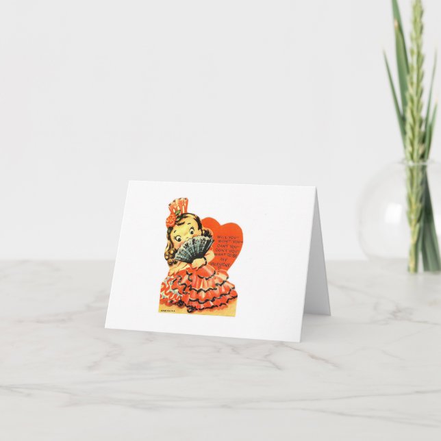 Cartão Namorados Vintage Flamenco Girl (Frente)
