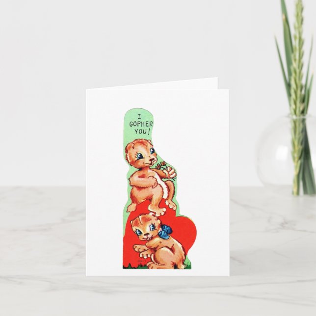 Cartão Namorados Vintage Gopher (Frente)