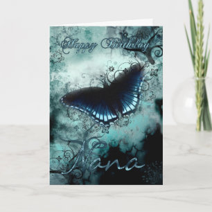 Cartão Nana Butterfly Birthday Card - Blue Butterfly Birt