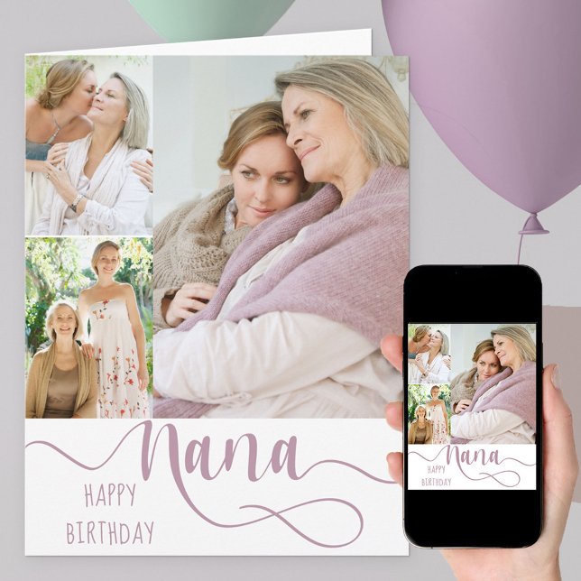 Cartão Nana Calliographic 3 Photo Happy Birthday (Criador carregado)