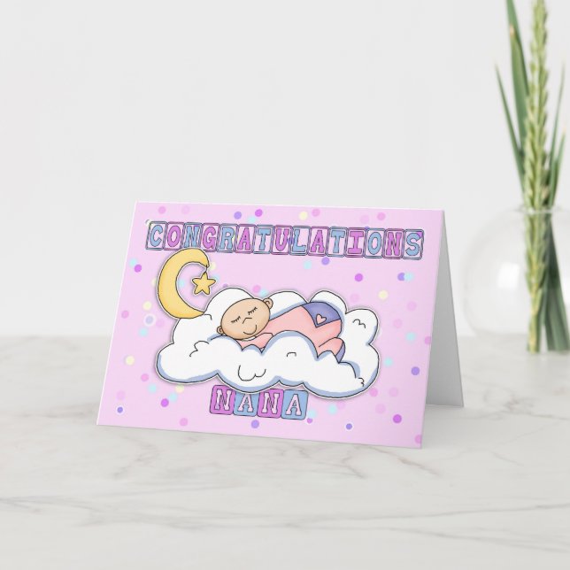 Cartão Nana New Baby Girl Parabéns (Frente)