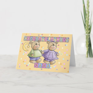 Cartão Nana Para Novos Parabéns De Gêmeos Bebês