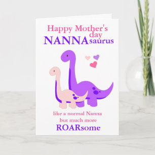 Cartão Nanna Dinosaur Dia de as mães Nanna saurus Card