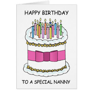 Cartão Nanny Happy Birthday Cartoon Cake