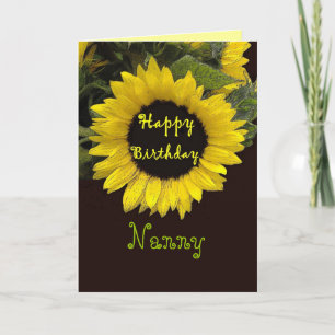 Cartão NANNY Happy Birthday with Cheerful Sunflower
