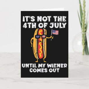 Cartão Não Cachorro Quente Wiener 4 de Julho Bandeira Ame