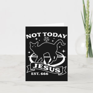 Cartão Não Jesus - Gato Preto Satânico Diabo Halloween Gó