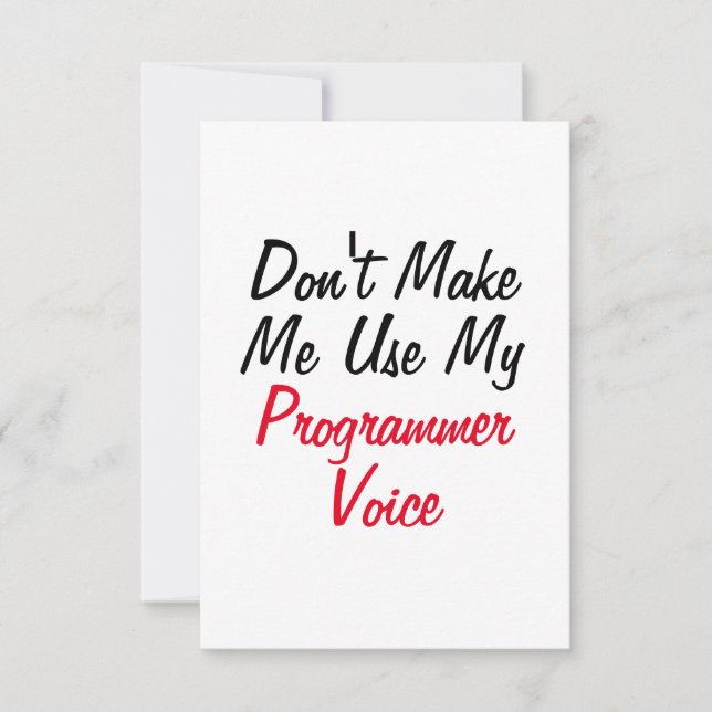 Cartão Não Me Faça Usar Minha Voz de Programador  (Frente)