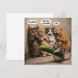 Cartão Não o pepino, gato engraçado e rato cumprimentos s