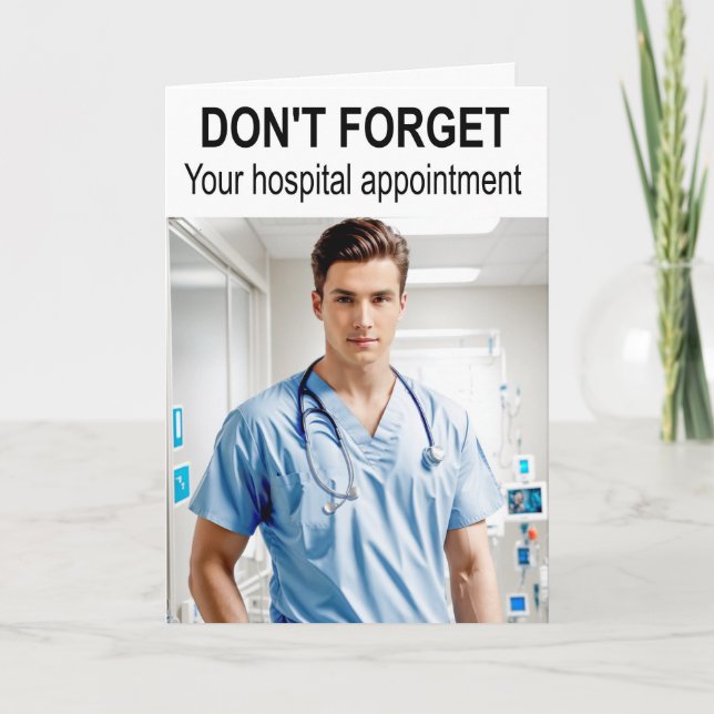 Cartão Não se esqueça da consulta ao hospital. (Frente)