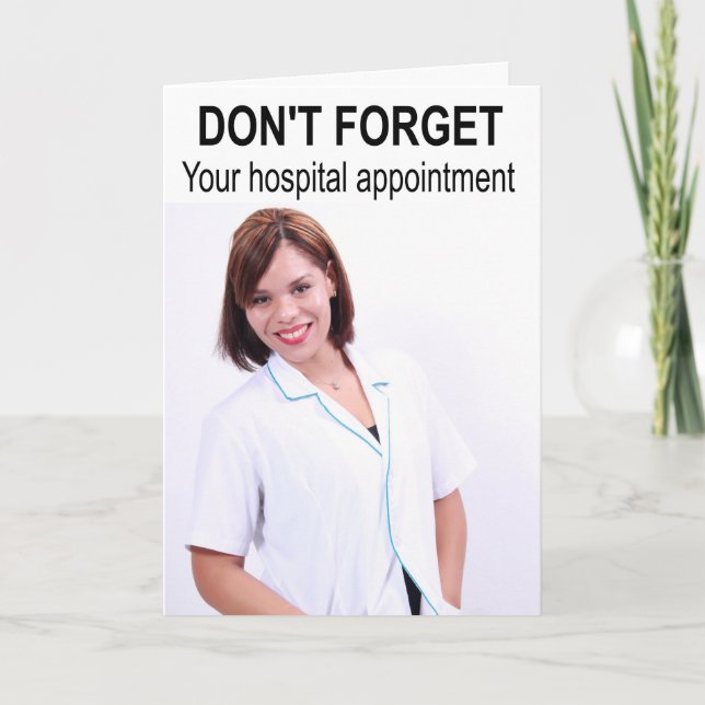 Cartão Não se esqueça da consulta ao hospital. (Frente)