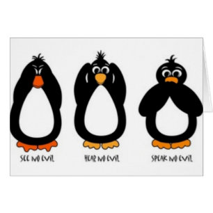 Cartão Não veja nenhum mau, não ouça nenhum mau, não fale