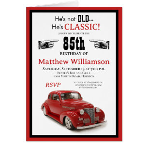 Cartão Não Velho, Clássico Cúpe Vermelho 85º Aniversário 