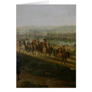 Cartão Napoleon Bonaparte que visita o acampamento em