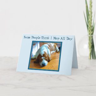 Cartão Napping Basset On Funny Birthday Card