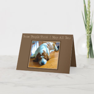 Cartão Napping Basset On "Just Because" Greeting Card