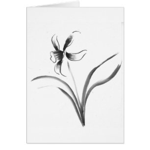 Cartão Narciso, flor de Sumi-e