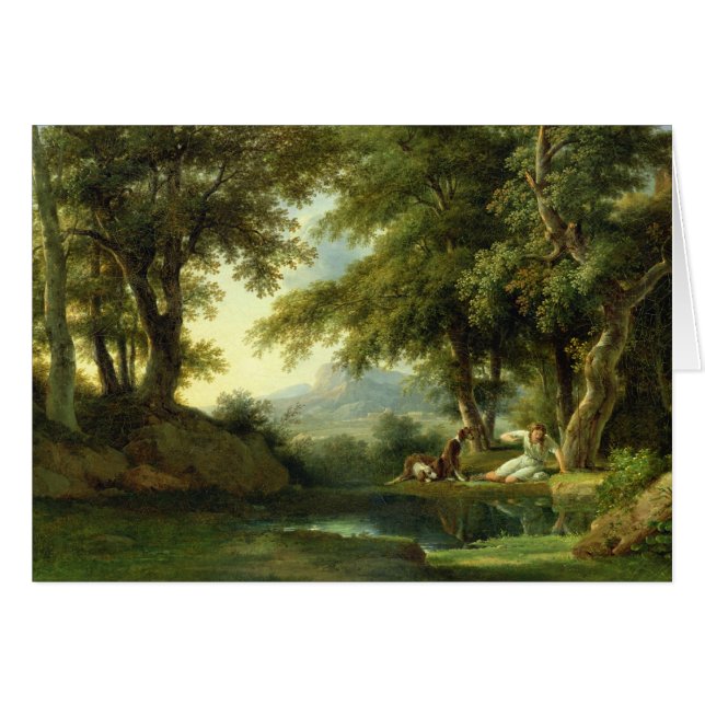 Cartão Narciso que admira sua reflexão (Frente Horizontal)