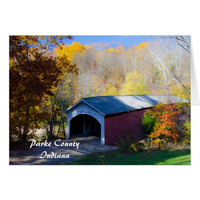 Cartão Narrow Covered Bridge Parke County, Indiana (Frente Horizontal)