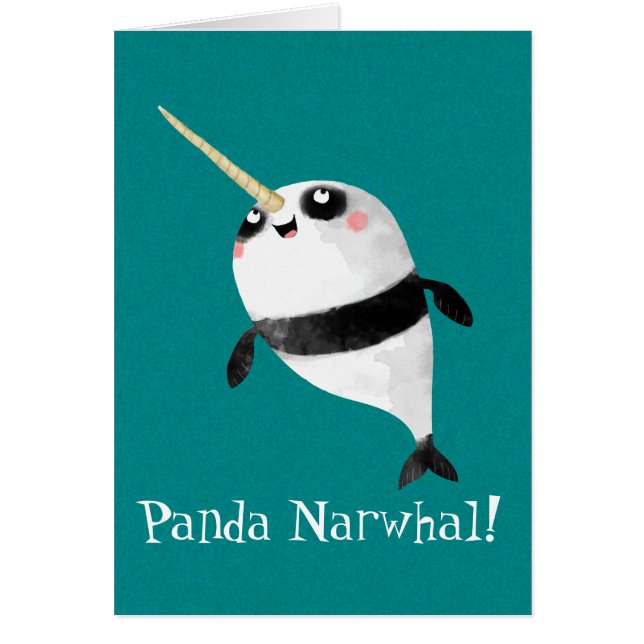 Cartão Narwhal e panda em um (Frente)