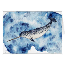 Narwhal em um respingo do watercolour