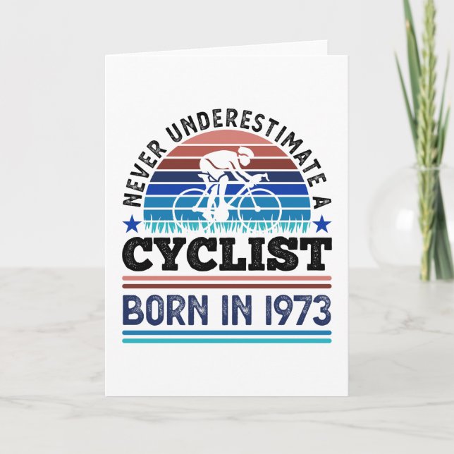 Cartão Nascer ciclista em 1974 50º aniversário Oferece ci (Frente)