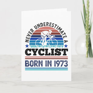 Cartão Nascer ciclista em 1974 50º aniversário Oferece ci