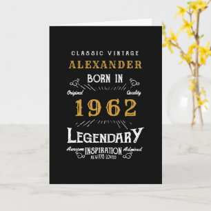 Cartão nascer de aniversário de 1962 Vintage Black Dourad