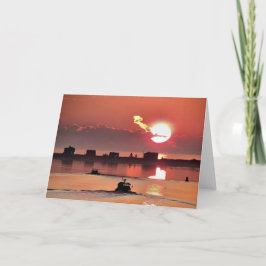 Cartão Nascer do sol sobre o porto das MÃES de Plymouth