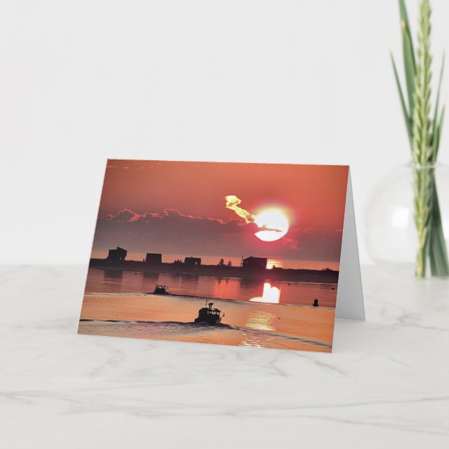 Cartão Nascer do sol sobre o porto das MÃES de Plymouth (Frente)