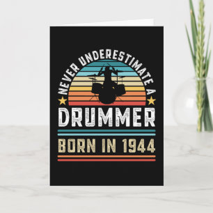 Cartão Nascer Drummer 1944 80 de Aniversário Presente