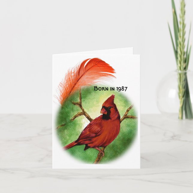 Cartão Nascer em 1987 Fatos Divertidos de Aniversário (Frente)