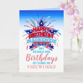 Cartão Nascer Whimsical no dia 4 de julho Feliz Aniversár