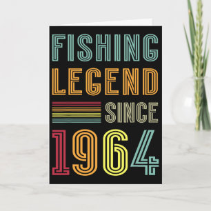 Cartão Nascido Em 1964 Aniversário Pescador Retro Vintage