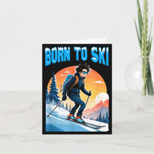 Cartão Nascido para esquiar óculos de esqui engraçados mo