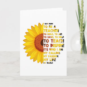 Cartão NASCIDO PARA SER UM PROFESSOR Citações Inspiradora