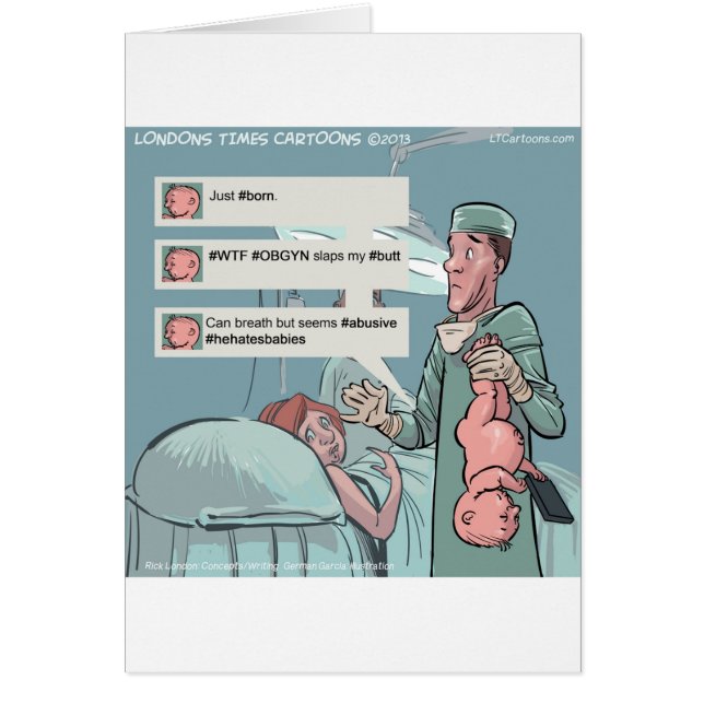 Cartão Nascido Para Tweets Engraçados Cartoon (Frente)