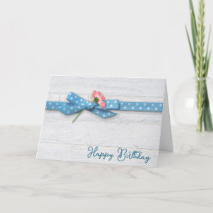 Cartão Nascimento Daisy Em Fita De Bolinhas