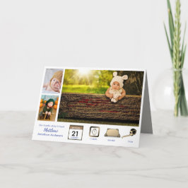 CARTÃO NASCIMENTO DO NASCIMENTO DO MENINO COLAGEM DE FOTO