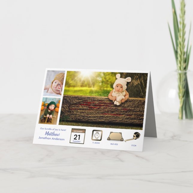 CARTÃO NASCIMENTO DO NASCIMENTO DO MENINO COLAGEM DE FOTO (Frente)