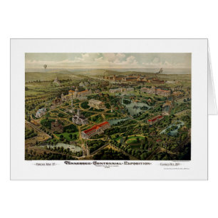 Cartão Nashville, mapa panorâmico do TN - 1897
