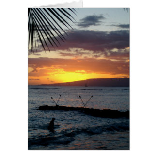 Cartão Natação do por do sol