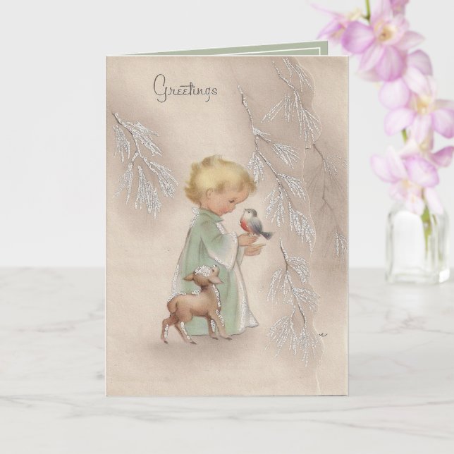 Cartão Natais vintages Ave-Pássaro Loiro (Orquídea)